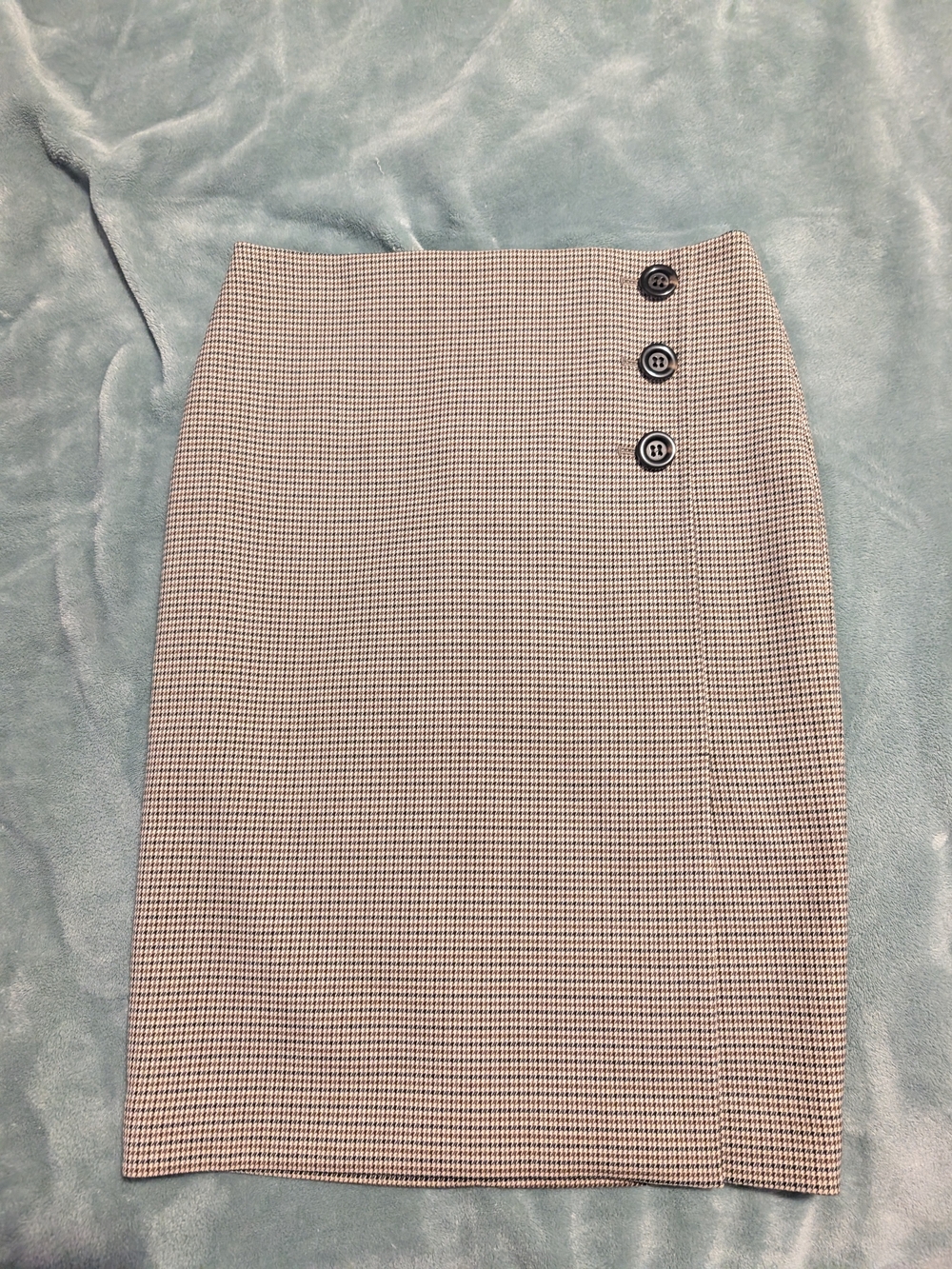 Ann Taylor 2P Black, Cream & Brown Houndstooth Pencil Skirt